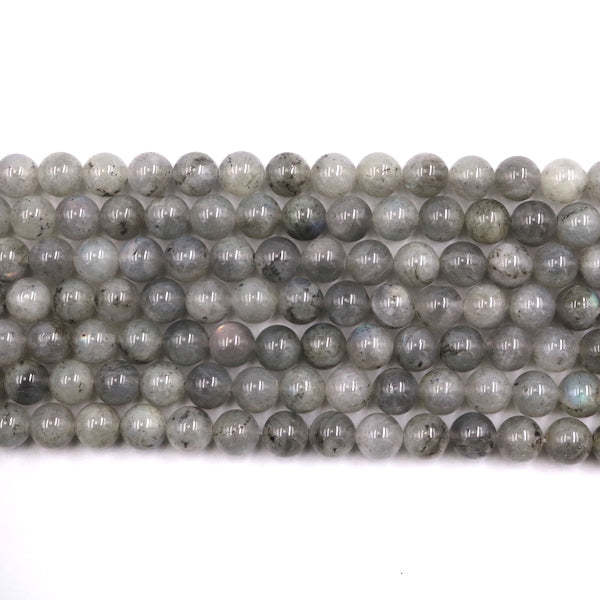 Labradorite 8mm Round Large Hole Beads - 8 Inch Strand: Wire