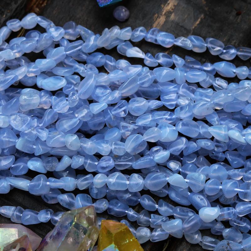 blue lace agate beads, approx. 8mm x 5mm, nugget, glossy, 1 strand, 16 inches, approx. 50 beads.-Gemstone Beads-BeadsVenture