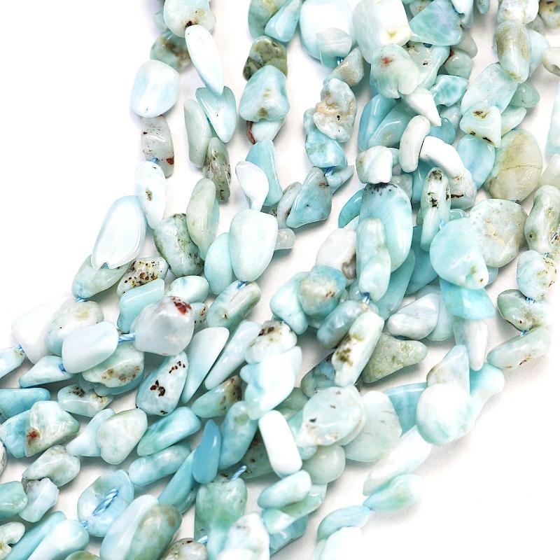 larimar, approx. 4mm × 6mm, nugget, glossy, 1 strand, 16 inches, approx. 76 beads.-Gemstone Beads-BeadsVenture