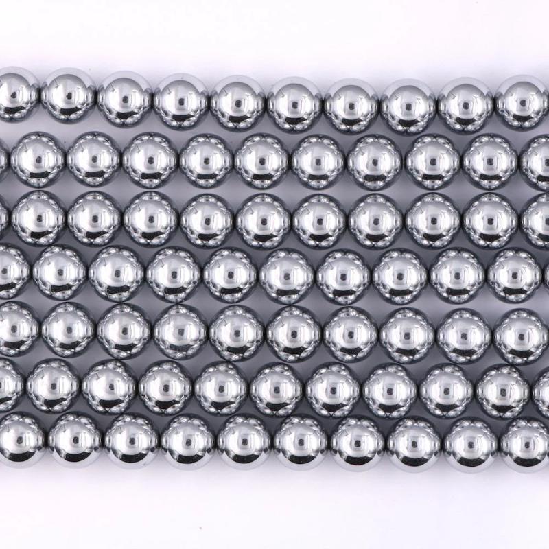 Bright Silver Hematite (alt) · Smooth · Round · 2mm, 3mm, 4mm, 6mm, 8mm