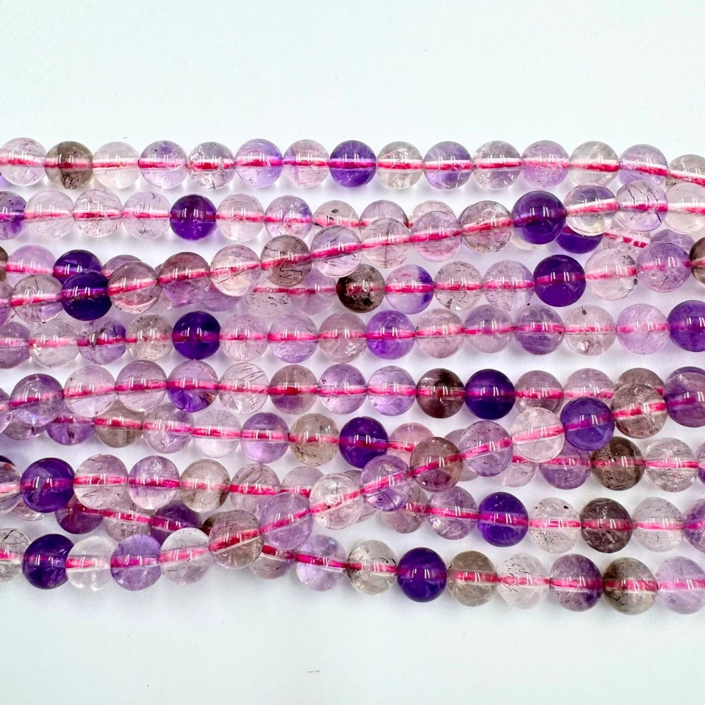AAA 6mm round super seven beads, glossy, 1 strand, approx. 66 beads(Brazil)