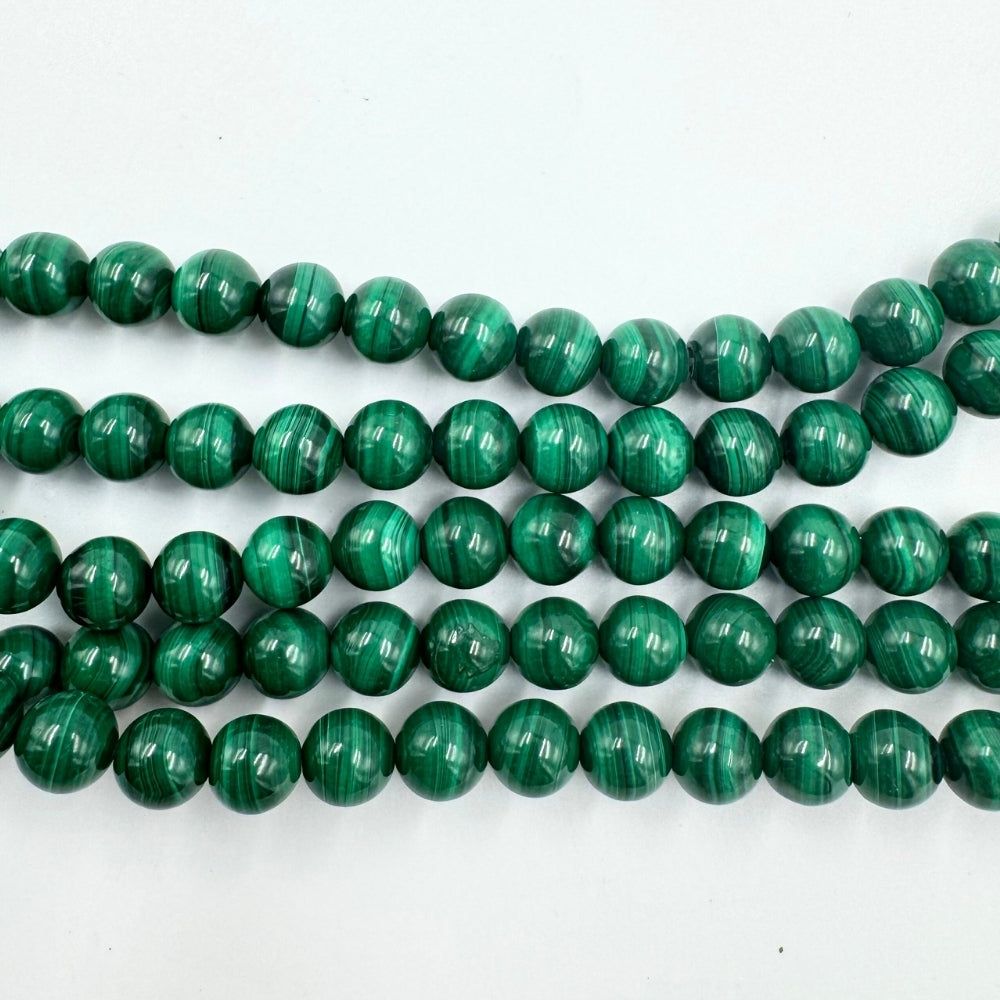 AAA 8mm round malachite beads, glossy, 1 strand, approx. 48 beads(Australia)