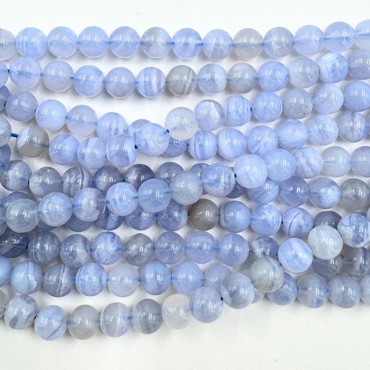 AAA 8mm round blue lace agate beads, glossy, 1 strand, approx. 48 beads(South Africa)