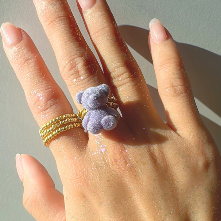 Purple Fuzzy Bear Minimalist Ring Making Kit