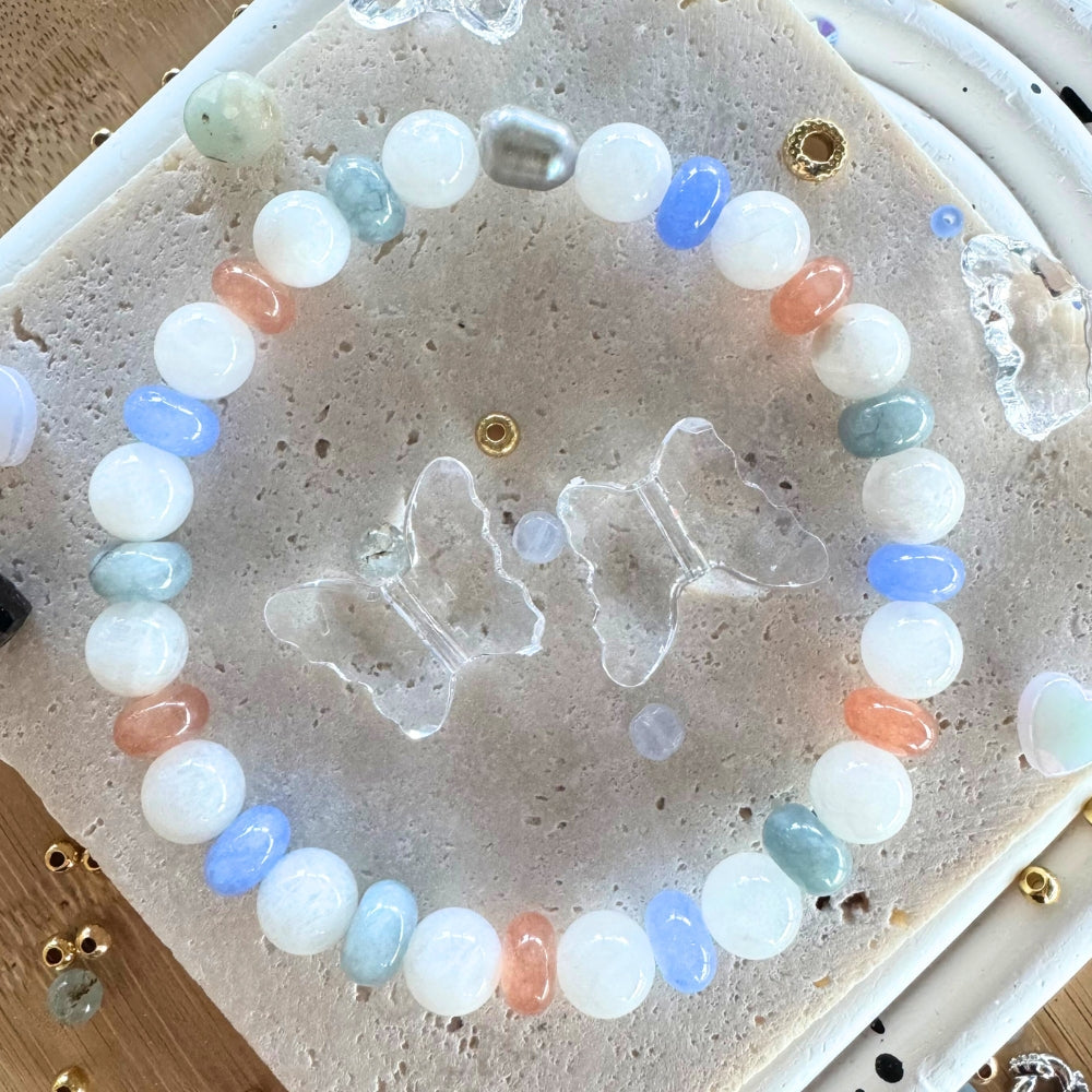 Moonstone Magic Bracelet Making Kit(AAA Moonstone + Opal Jade + Pearl)