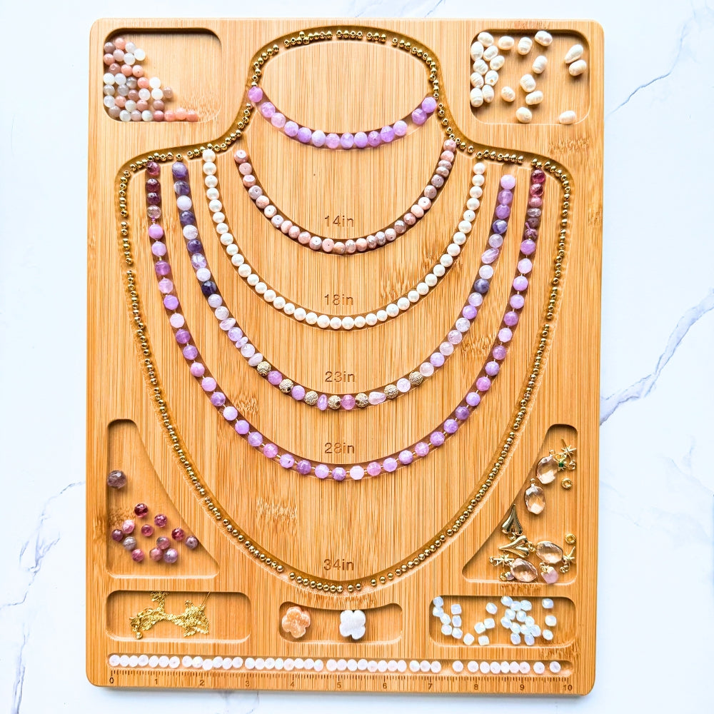 Fancemot Bead Board, Bamboo Bead Boards for Jewelry Making, Bracelet  Measurement Board and Beading Board with Engraved Dimensions and Storage  Grooves