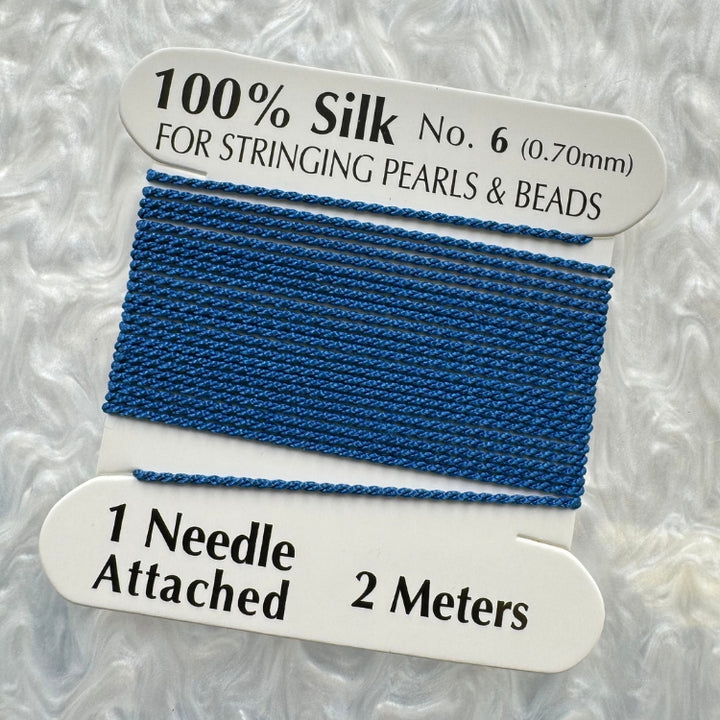 100% Silk Cord, 0.7mm x 200mm, One Needle, Pack of 10 Cards