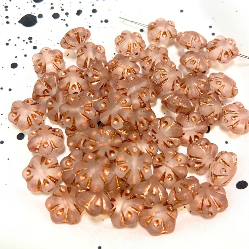 Flower Czech Beads, Red, 11MM X 11MM, Sold as 20 beads.