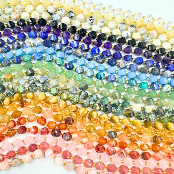 Australian Opal, 8mm, Fancy Cut, sold as 1 strand, 16 inches, approx 35 beads.