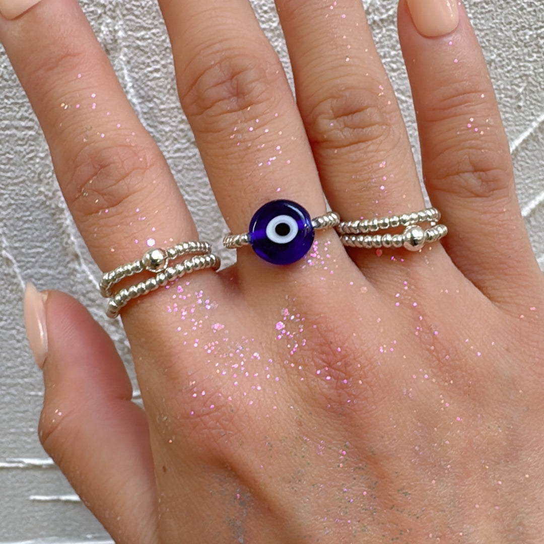 Blue Evil Eye Minimalist Ring Making Kit(Silver)