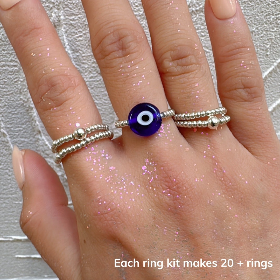 Blue Evil Eye Minimalist Ring Making Kit(Silver)