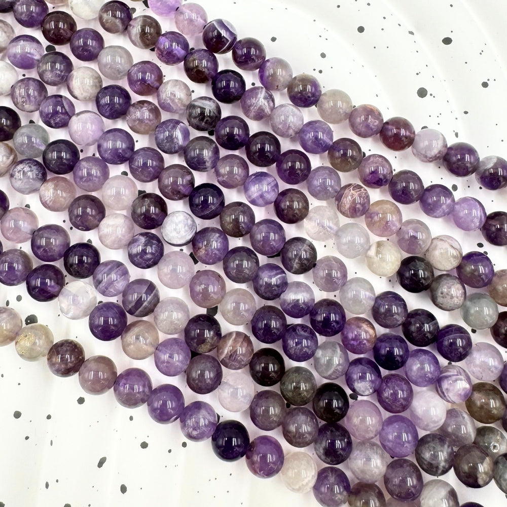 4mm round amethyst beads, glossy, 1 strand, 16 inches, approx. 90 beads(Brazil).