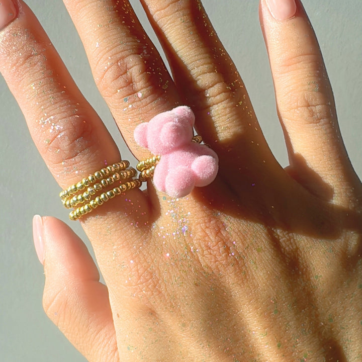 Pink Fuzzy Bear Minimalist Ring Making Kit