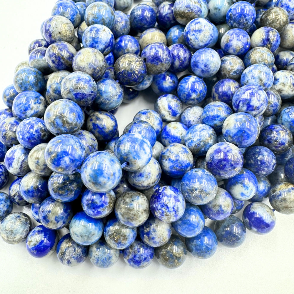 8mm round lapis lazuli beads, glossy, 1 strand, 16 inches, approx. 48 beads.