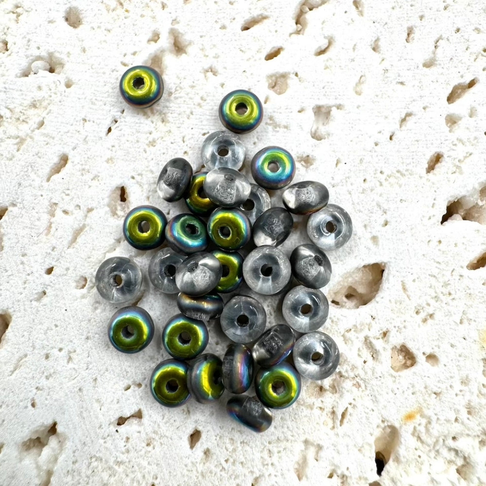 Rondelle Czech Beads, Metallic, 2.5mm X 4mm, Sold as 100 beads.