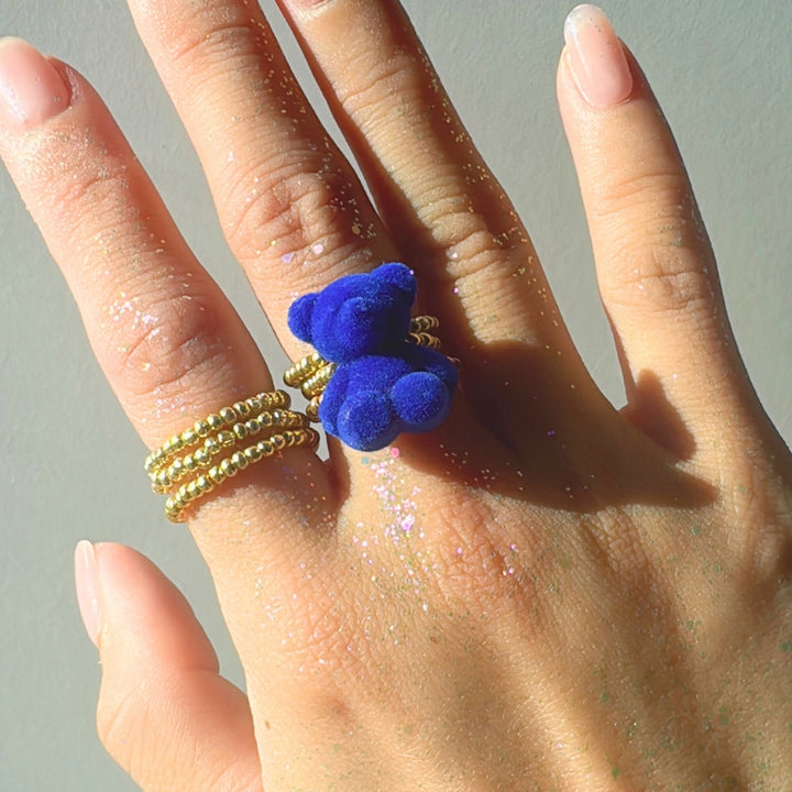 Blue Fuzzy Bear Minimalist Ring Making Kit