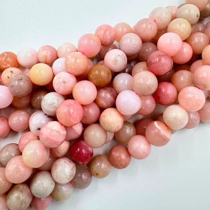 AA 8mm round pink opal beads, glossy, 1 strand, approx.48 beads(Peru)