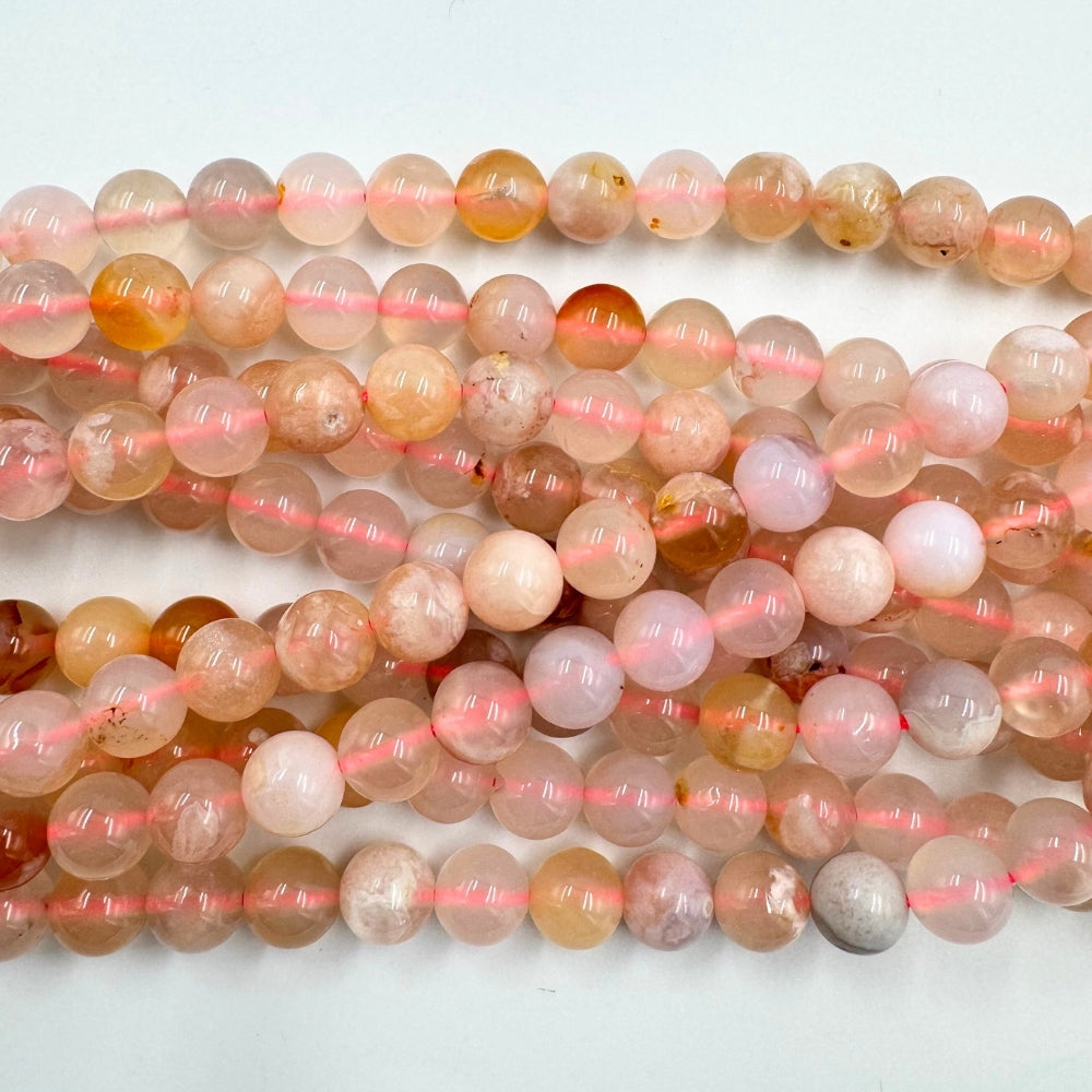 AAA 8mm round Sakura agate beads, glossy, 1 strand, approx.48 beads(Madagascar)