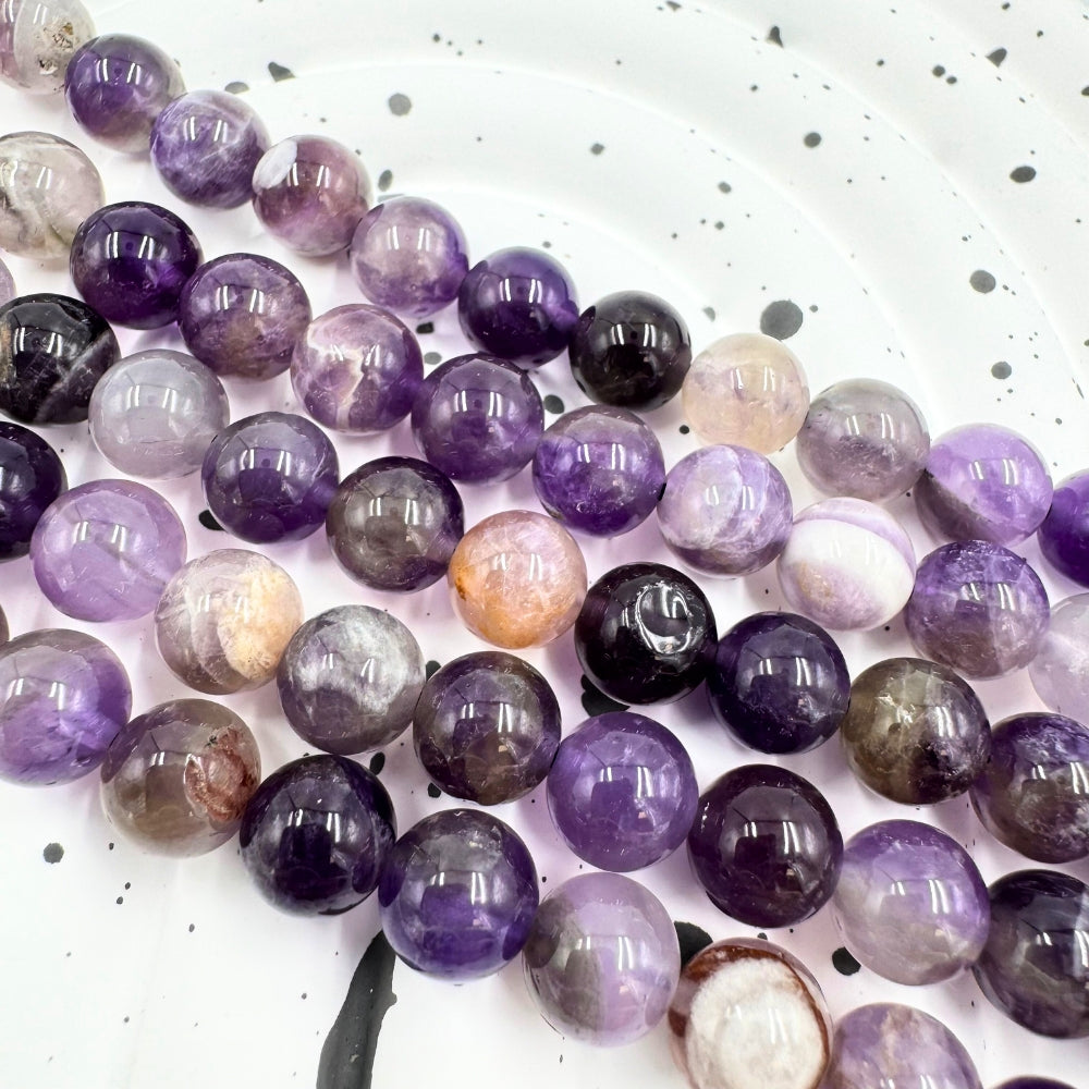 8mm round amethyst beads, glossy, 1 strand, 16 inches, approx. 48 beads(Brazil).