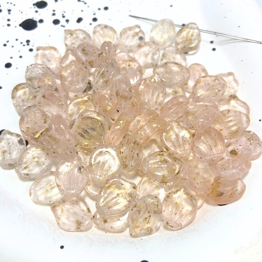 Shell Czech Beads, Pink, 9MM X 12MM, Sold as 20 beads.