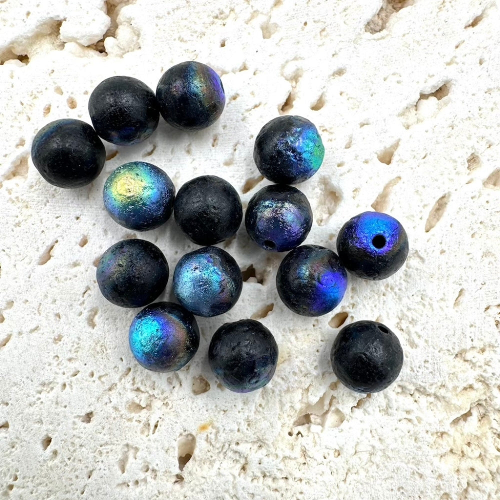 Czech Beads, Metallic Holographic, 8MM X 8MM, Sold as 20 beads.