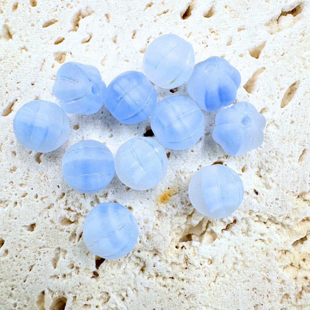 Round Czech Beads, Transparent Ombre Blue, 8MM X 8MM, Sold as 20 beads.