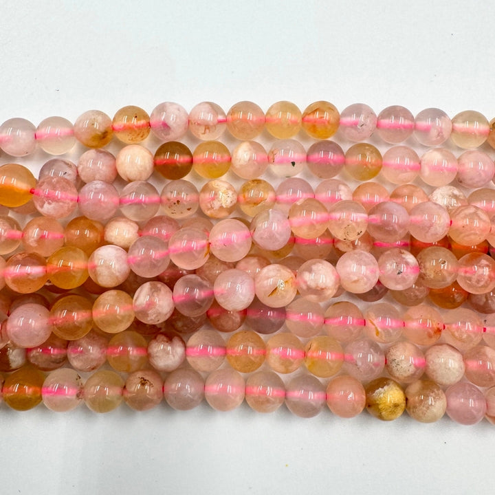 AAA 6mm round Sakura agate beads, glossy, 1 strand, approx.66 beads(Madagascar)