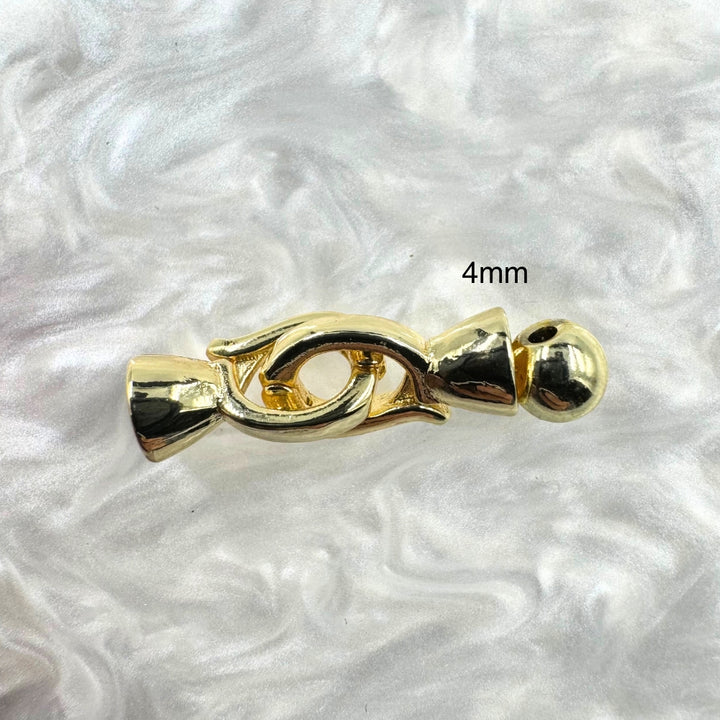 Tool Free Necklace Clasp, Brass, CZ, Real 18K Gold Plated, 12mm x 6mm, Sold as 10 Sets.