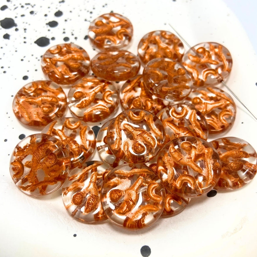 Large Disc Czech Beads, Bronze, 15mm X 15mm, Sold as 5 beads.