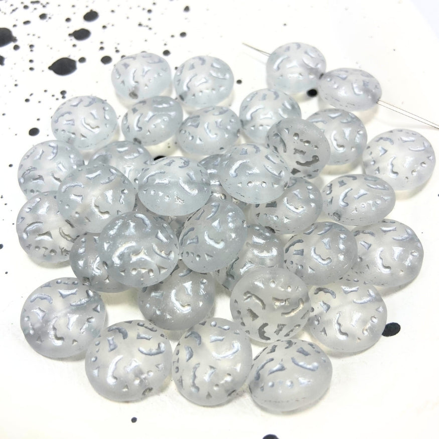 Disc Czech Beads, Clear Gray, 14MM X 14MM, Sold as 10 beads.