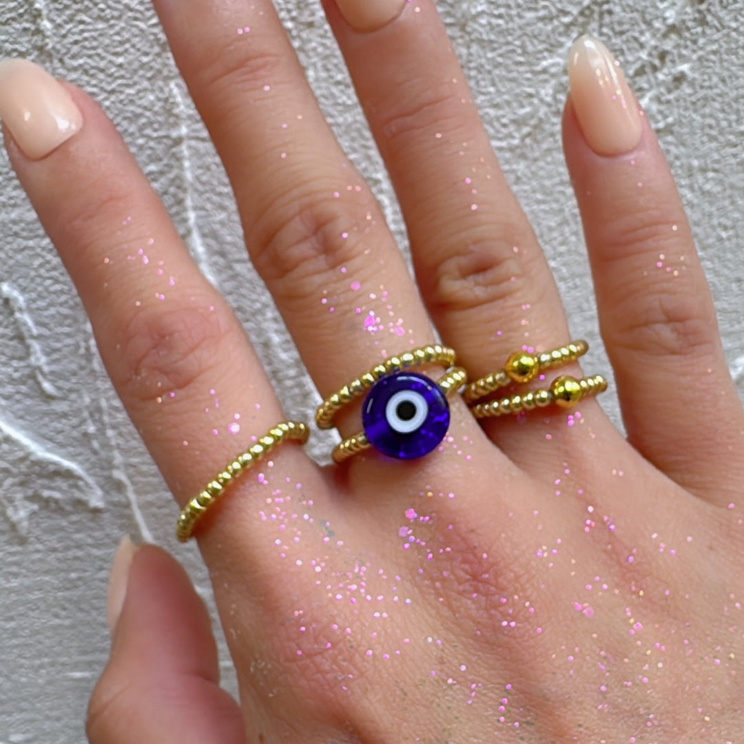 Blue Evil Eye Minimalist Ring Making Kit(Gold)