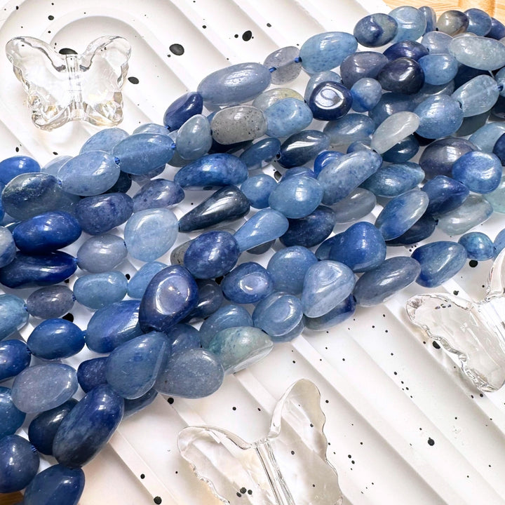 Blue Aventurine, approx. 8mm x 5mm, nugget, glossy, 1 strand, 16 inches, approx. 50 beads.