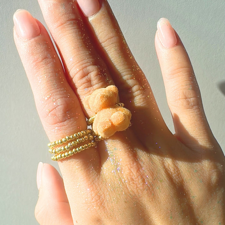 Orange Fuzzy Bear Minimalist Ring Making Kit