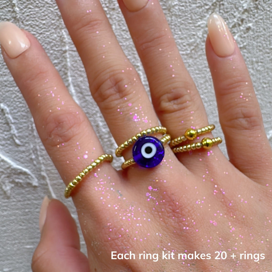 Blue Evil Eye Minimalist Ring Making Kit(Gold)