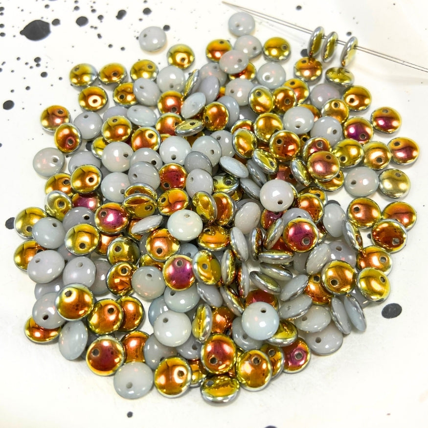 Disc Czech Beads, Metallic, 6MM X 6MM, Sold as 30 beads.