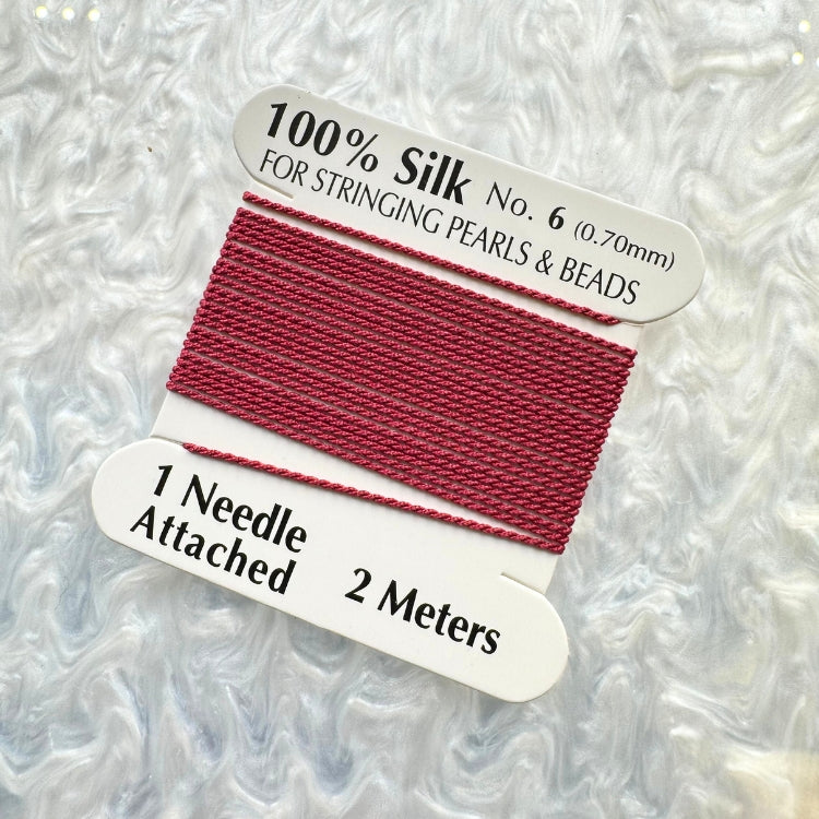 100% Silk Cord, 0.7mm x 200mm, One Needle, Pack of 10 Cards