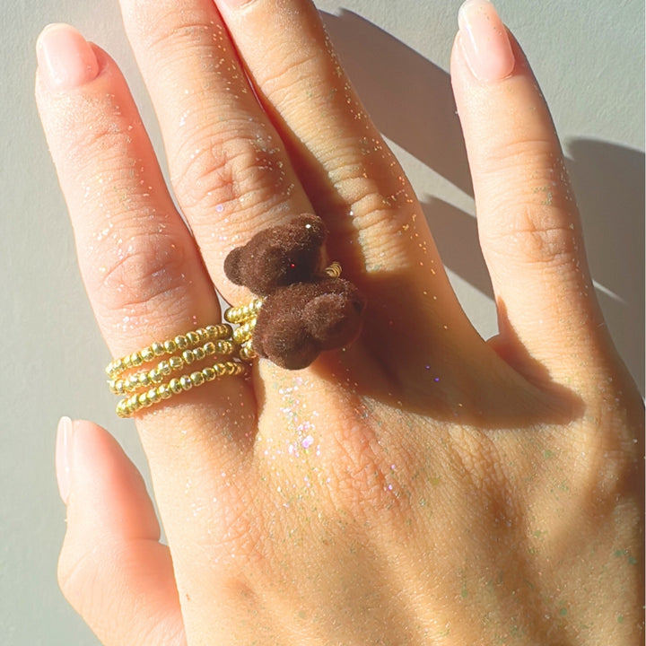 Brown Fuzzy Bear Minimalist Ring Making Kit