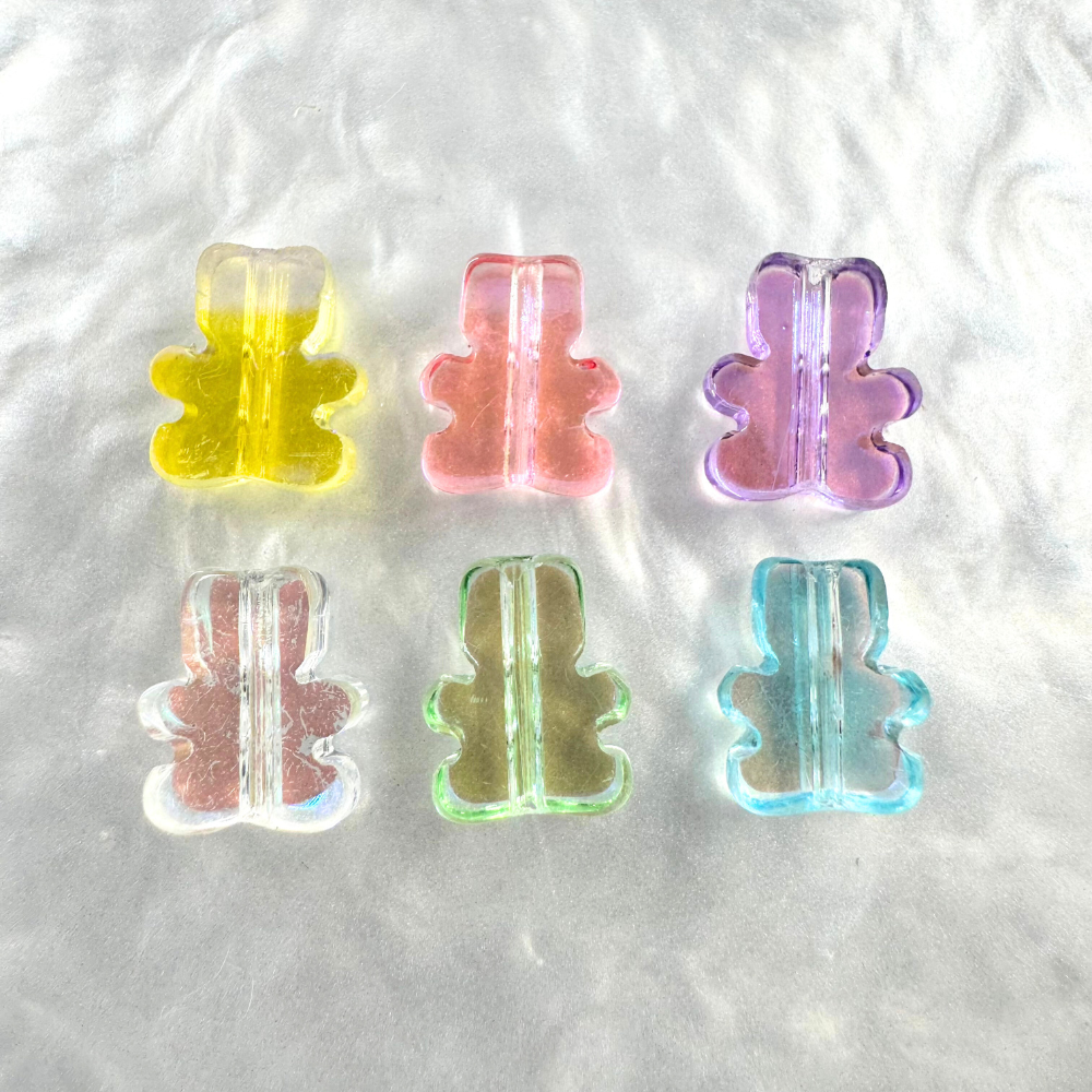 Teddy Bear Beads, Glass, 8mm x 11mm, Hole 0.7mm, Sold as 16 inches, approx 40 beads.