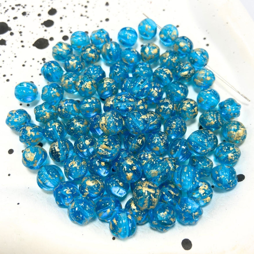 Round Czech Beads, Blue, 6MM X 6MM, Sold as 20 beads.