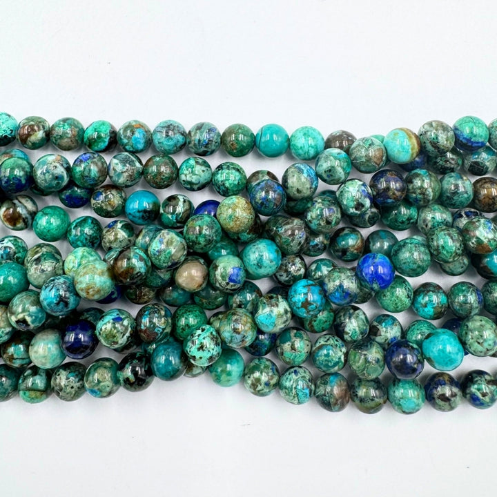 AAA 6mm round azurite beads, glossy, 1 strand, approx. 66 beads(Morocco)