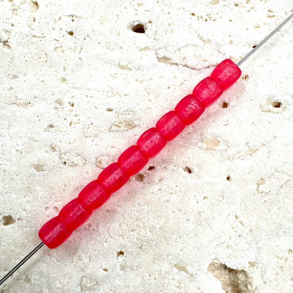 Cube Czech Beads, Red, 4mm X 4mm, Sold as 100 beads.