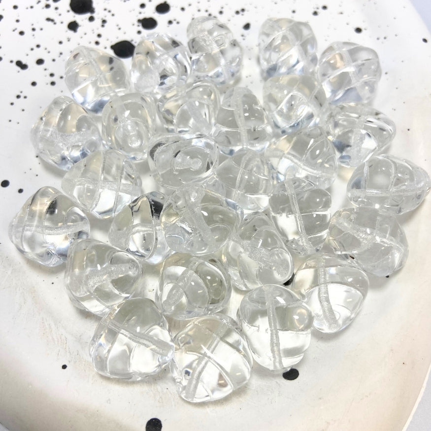 Puffy Czech Beads, Clear, 18MM X 17MM, Sold as 10 beads.