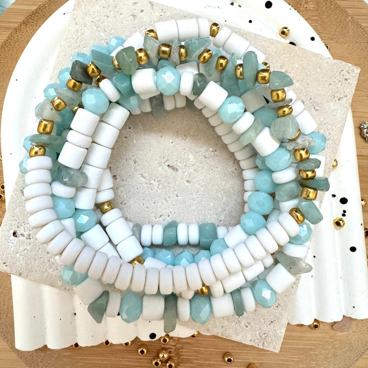 Live Laugh Love Bracelets Making Kit (Amazonite/Gold)