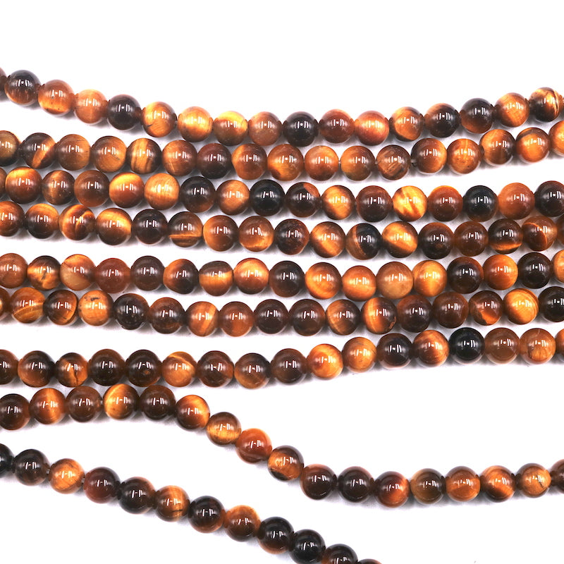 4mm yellow tiger eye beads, glossy, 1 strand, 16 inches, approx. 90 beads.