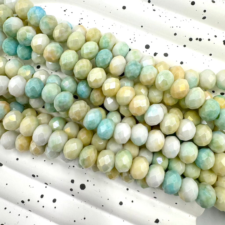 Candy Mix Rondelle Glass Beads, 8mm x 6mm, approx 60 beads per strand, 16 inches per strand, sold as 1 strand.