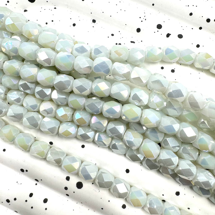 Drum Glass Beads, 6mm x 5mm, approx 90 beads per strand, 22 inches per strand, sold as 1 strand.