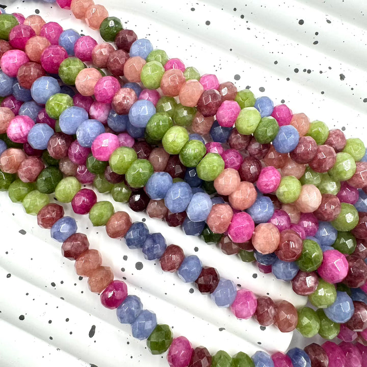 Opal Jade Faceted Rondelle Beads, 8mm x 6mm, approx 60 beads per strand, 16 inches per strand, sold as 1 strand.
