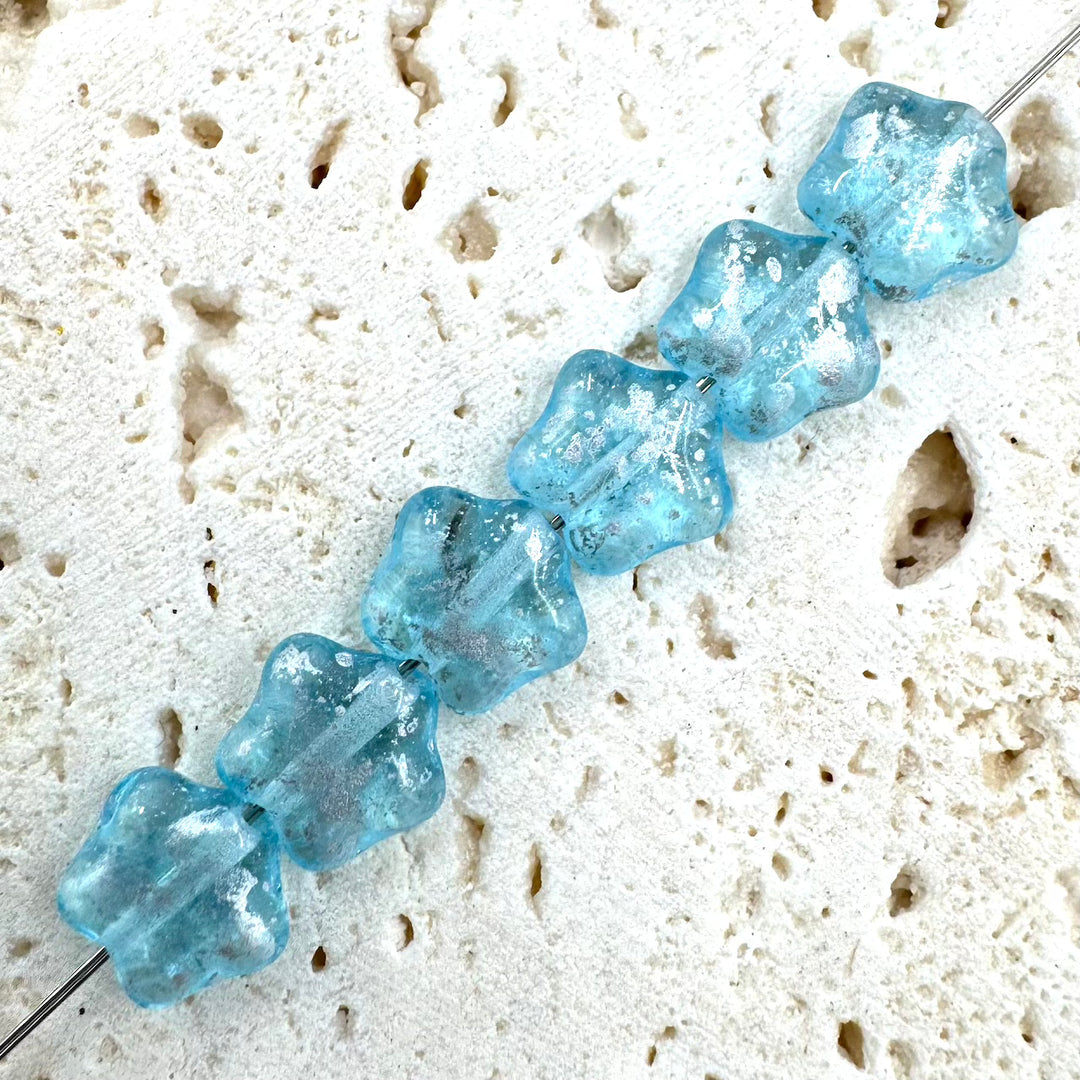 Star Czech Beads, Blue, 8MM X 8MM, Sold as 20 beads.
