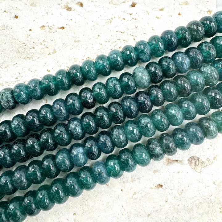 Opal Jade Beads Smooth Rondelle, 8mm x 6mm, approx 65 beads per strand, 16 inches per strand, sold as 1 strand.