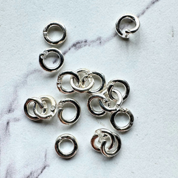 Double Lock Jump Rings, 7mm, Sterling Silver, Sold as 20 pieces.
